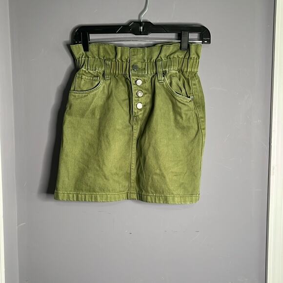 BlankNYC Green Denim High Waisted Skirt Button Detail Size 25 - Picture 9 of 9